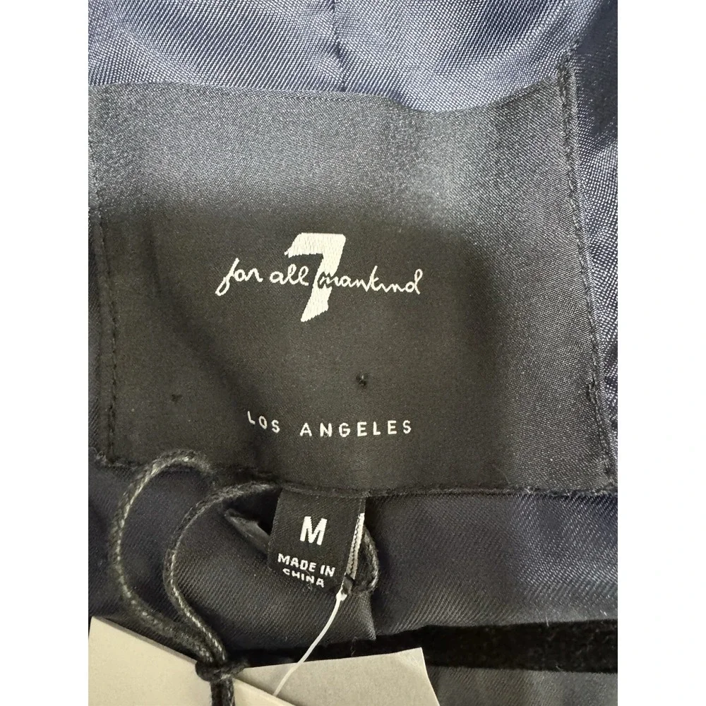 7 For All Mankind Faux Leather Double Breasted Blazer Navy‎ Blue Women's Medium